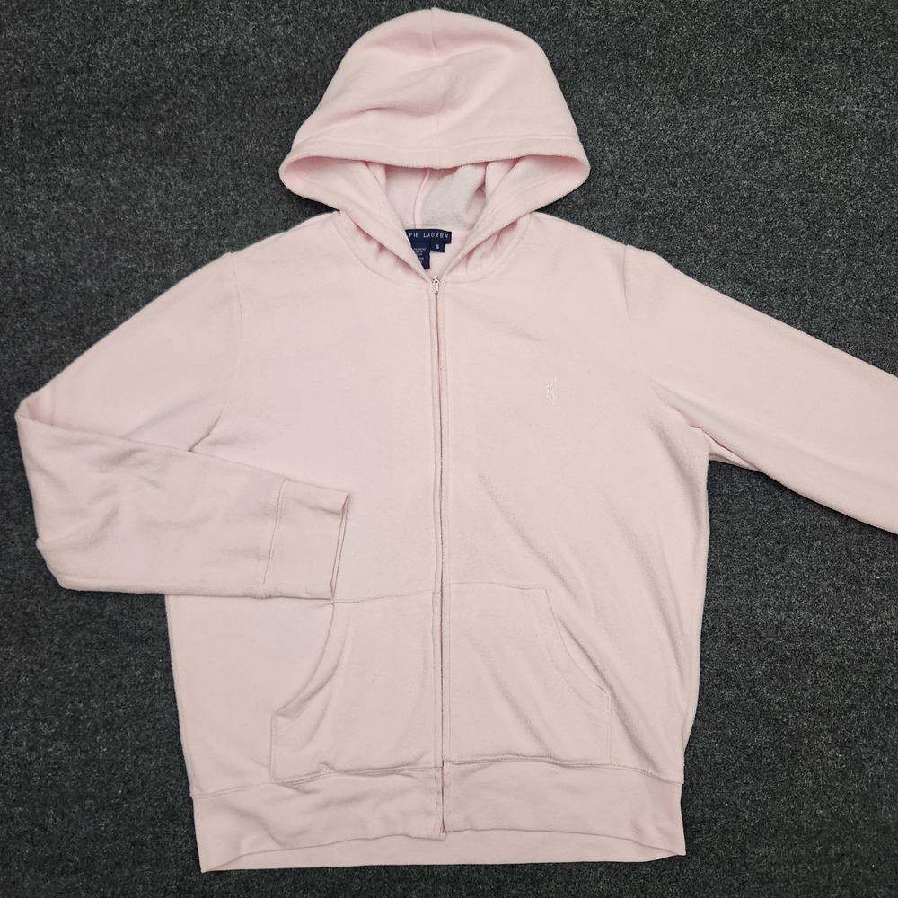 Ralph Lauren Womens‎ Small Pink Full Zip Hooded Fleece Jacket Cutecore Soft Girl